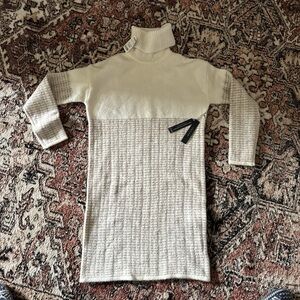 Tahari Cream Textured Knit Sweater Dress